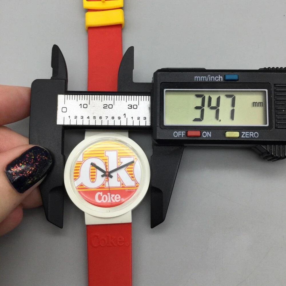Coca-Cola Coke Mens Watch 35mm Multicolor Logo Dial Red Rubber New Battery